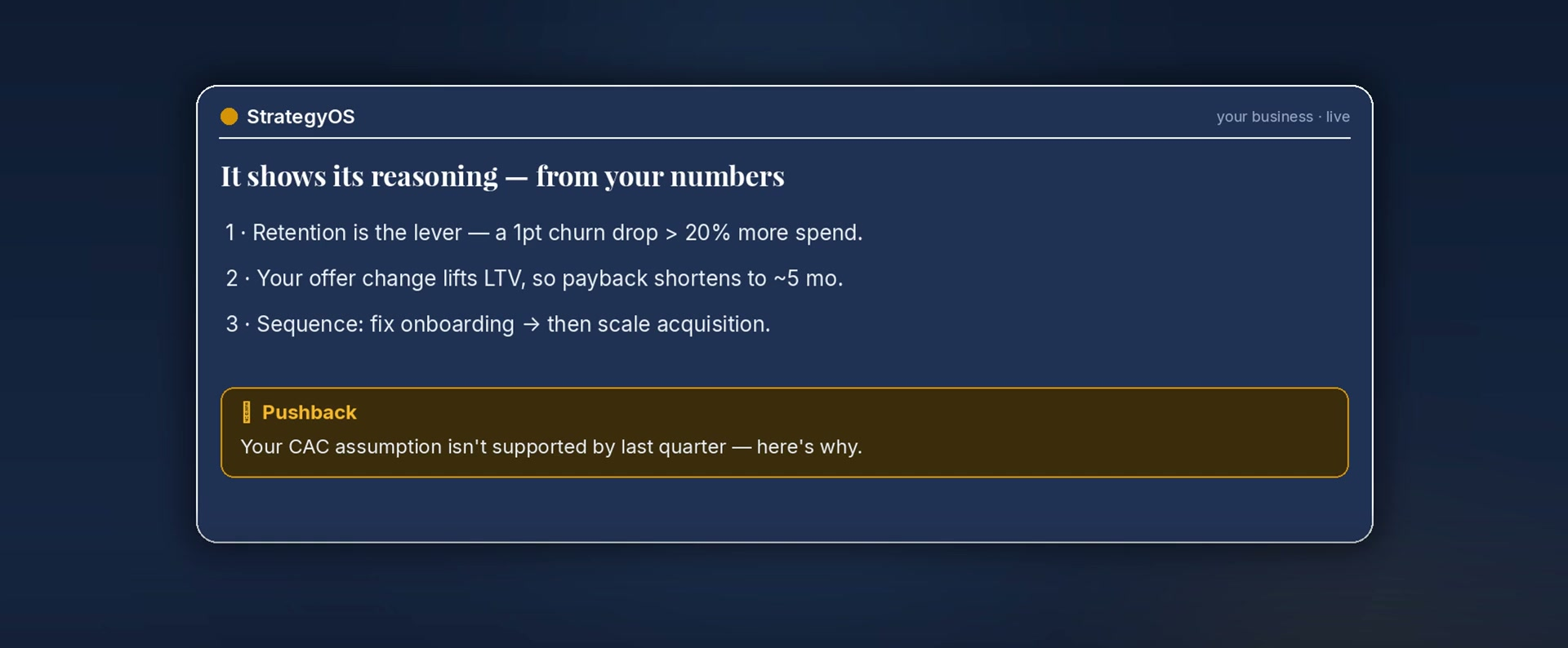 It reasons from your numbers